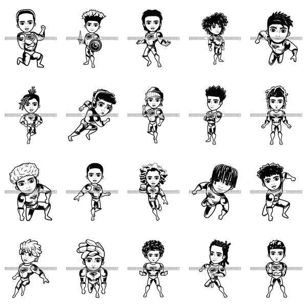 Bundle 20 Super Hero Boy Superhero Cape Strong Power Kids Child Toddler Cute SVG PNG JPG Cutting Files For Silhouette Cricut Cut Cutting