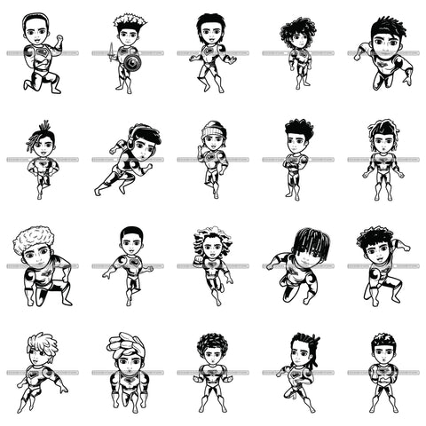 Bundle 20 Super Hero Boy Superhero Cape Strong Power Kids Child Toddler Cute SVG PNG JPG Cutting Files For Silhouette Cricut Cut Cutting