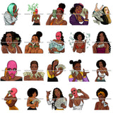 Bundle 20 Gangster Hustler Hustling Hustle Woman 100 Dollar Bill Showing Up Stacks Money Savage Street Hipster Girl PNG JPG SVG Cutting Files For Silhouette Cricut and More!