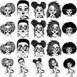 Bundle 20 Afro Cute Lili Woman SVG Hot Selling Designs Black Girl Magic Melanin Popping Hipster Girls SVG JPG PNG Layered Cutting Files For Silhouette Cricut and More