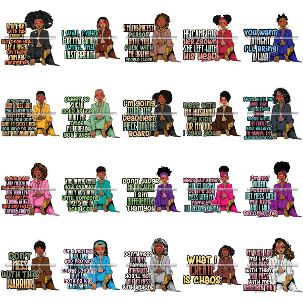 Bundle 20 Afro Lola Gangster Lady Caring Gun Don't Mess With My Family Life Quotes .SVG Cutting Files For Silhouette Cricut and More!