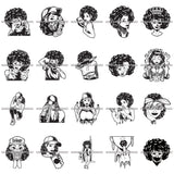 Bundle 20 Afro Gangster Sexy Woman Dripping Queen Skull Face Afro Kinky Hair Woman Dabbing Designs For T-Shirt and Other Products SVG PNG JPG Cutting Files For Silhouette Cricut and More!