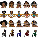 Bundle 20 Afro Gangster Lola Caring Hand Gun Bad Ass Boss Lady Strong Woman Attitude Nubian Queen Melanin SVG Cutting Files For Silhouette Cricut and More