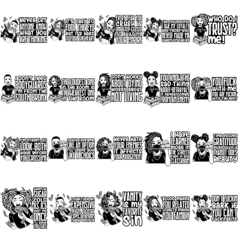 Bundle 20 Lola I Don't Need Bodyguard Gangster Quotes Hustler Stock Of Money Face Mask Savage Melanin Queen SVG PNG JPG Cutting Files For Silhouette Cricut and More!