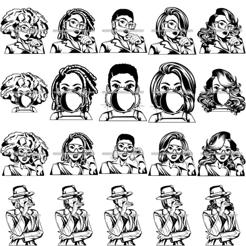 Bundle 20 Afro Lola Mad Hustle Queen Melanin Ebony Fashion Urban Girl .SVG Cutting Files For Silhouette Cricut and More!