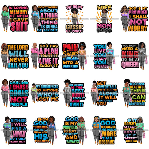 Bundle 20 Afro Lola Life Quotes Fashion Trendy Girl Glamour Vogue .SVG Clipart Vector Cutting Files For Silhouette Cricut and More!