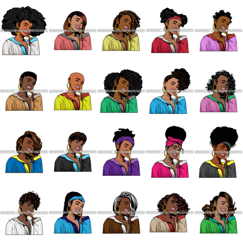 Bundle 20 Afro Lola Diamond Teeth Hustle Goddess Urban Girl Pretty Woman .SVG Cutting Files For Silhouette Cricut and More!