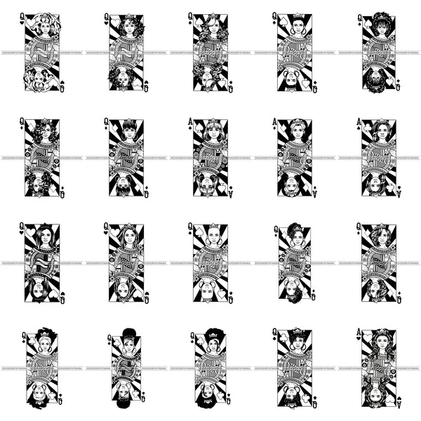 Bundle 20 Afro Lola Queen Boss Lady Royalty Woman Power Black Woman Nubian Melanin Popping  SVG Cutting Files For Silhouette Cricut and More