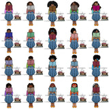 Bundle 20 Afro Lola Reading A Book Education Smart Woman Drinking Coffee .SVG Cutting Files For Silhouette Cricut and More!