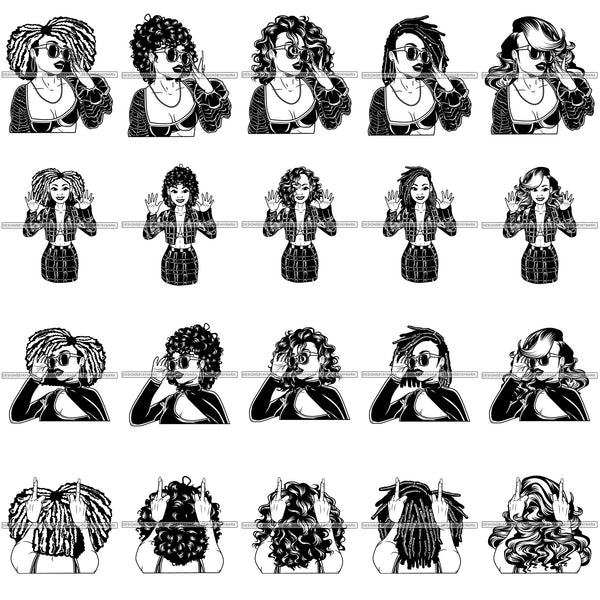 Bundle 20 Afro Lola Middle Finger Fashion Diva .SVG Cut Files For Silhouette Cricut and More!