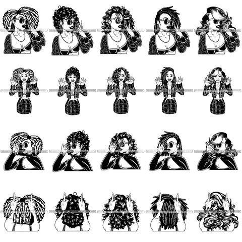 Bundle 20 Afro Lola Middle Finger Fashion Diva .SVG Cut Files For Silhouette Cricut and More!