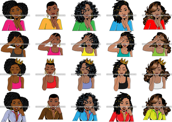 Bundle 20 Afro Lola Mean Queen Boss Lady Gold Teeth Grill Fashion Peace Sign Hustler Black Girl Magic Nubian Melanin Popping  SVG Cutting Files For Silhouette Cricut and More