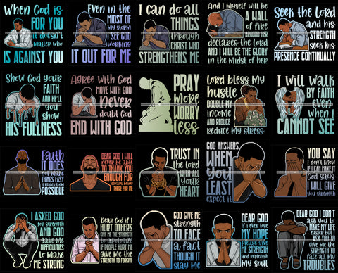 Bundle 20 Man Praying God Prayers Pray Faith Asking Lord SVG PNG JPG Cut Files For Silhouette Cricut and More!