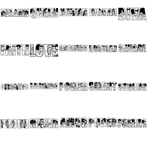 Bundle 20  Melanin Queen Words Quotes Phrases Business Logo SVG JPG PNG Vector Designs Clipart For Cricut Silhouette Cut Cutting and More!