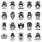 Bundle 20 Mom Life Auntie Life Farm Life Half Face Glasses Messy Bun Woman Girl Magic B/W PNG JPG SVG Cutting Files For Silhouette Cricut and More!