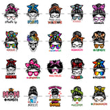 Bundle 20 Mom Life Auntie Life Farm Life Half Face Glasses Messy Bun Woman Melanin Girl Magic Nubian PNG JPG SVG Cutting Files For Silhouette Cricut and More!