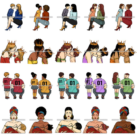 Bundle 20 Melanin Mommy Happy Mother's Day Child Love Boy Girl Queen Princess SVG JPG PNG Vector Clipart Cricut Silhouette Cut Cutting