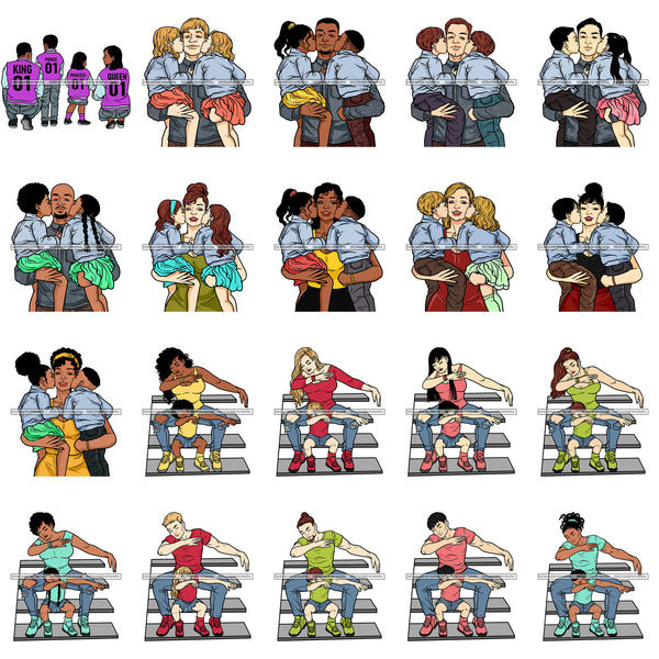 Bundle 20 Melanin Mommy Happy Mother's Day Child Love Boy Girl Queen Princess SVG JPG PNG Vector Clipart Cricut Silhouette Cut Cutting