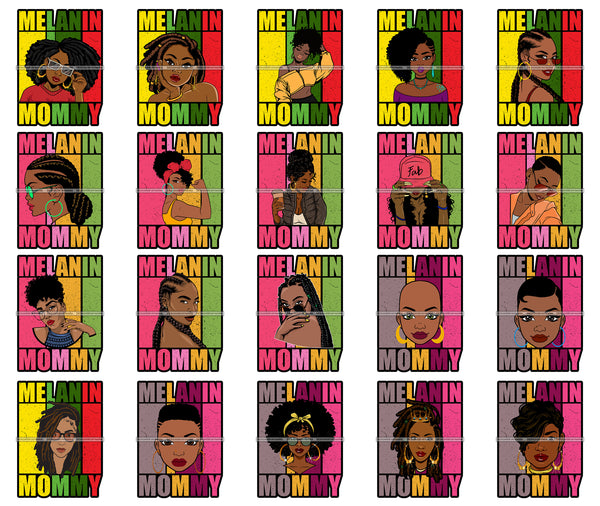 Bundle 20 Melanin Granny Mommy Quotes Grandma Happy Mother's Day Abuela SVG JPG PNG Vector Clipart Cricut Silhouette Cut Cutting