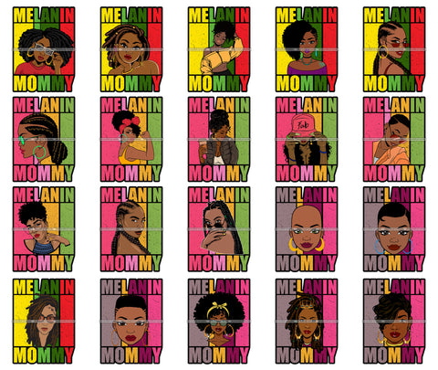 Bundle 20 Melanin Granny Mommy Quotes Grandma Happy Mother's Day Abuela SVG JPG PNG Vector Clipart Cricut Silhouette Cut Cutting