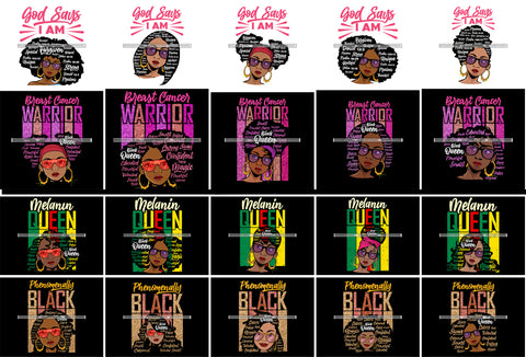 Bundle 20 God Says I'm Phenomenally Black Queen Cancer Warrior Melanin Queen Lady Nubian Queen Melanin Popping SVG Cutting Files For Silhouette Cricut and More