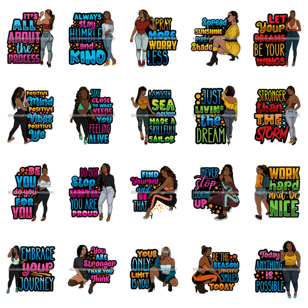 Bundle 20 Positive Vibes Life Quotes Melanin Queen Brown Sugar Dope Diva .SVG Cut Files For Silhouette Cricut and More!