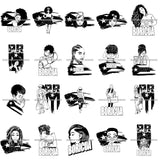 Bundle 20 Puerto Rico Boricua Goddess Melanin Pretty Woman Melanin Black Girl Magic Nubian B/W PNG JPG SVG Cutting Files For Silhouette Cricut and More!