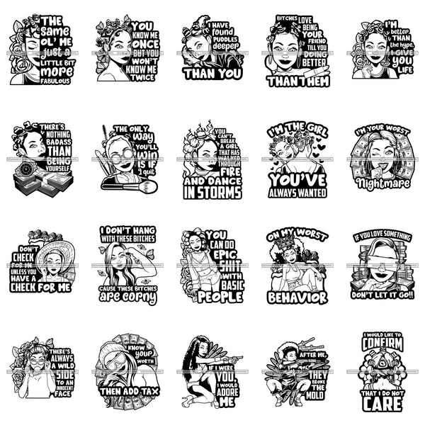 Bundle 20 Bantu Knots Hairstyle Life Quotes I'm The Girl You Always Wanted Designs For T-Shirt and Other Products SVG PNG JPG Cutting Files For Silhouette Cricut and More!
