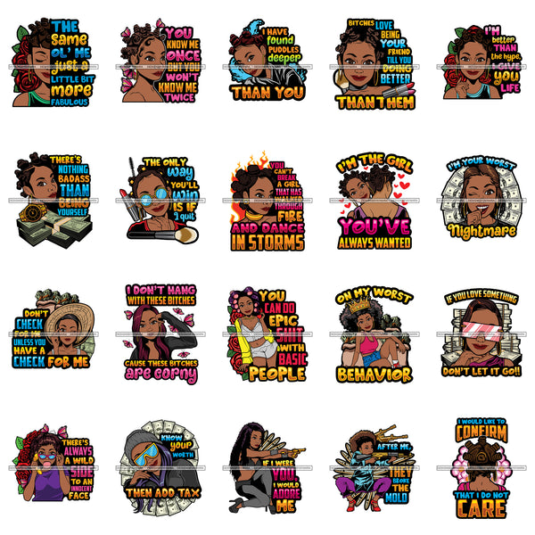 Bundle 20 Bantu Knots Hairstyle Life Quotes I'm The Girl You Always Wanted Designs For T-Shirt and Other Products SVG PNG JPG Cutting Files For Silhouette Cricut and More!