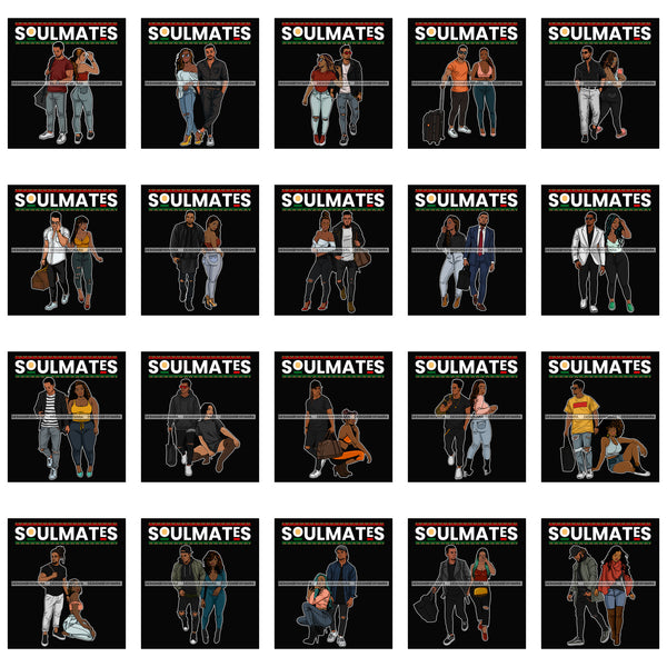 Bundle 20 Soulmates Lovely Couple Relationship Goals True Love PNG JPG SVG Cutting Files For Silhouette Cricut and More!