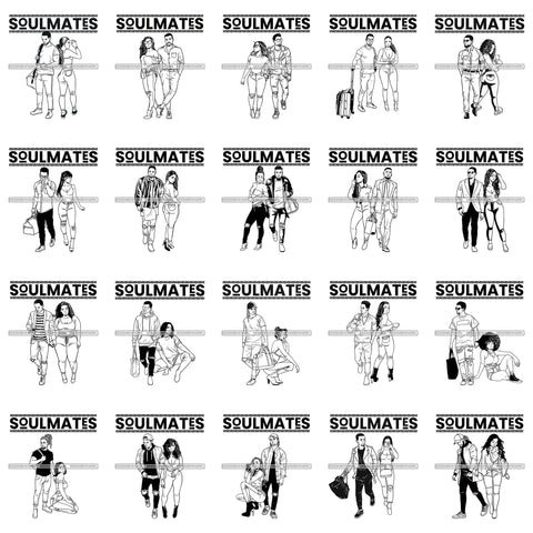 Bundle 20 Soulmates Lovely Couple Relationship Goals True Love PNG JPG SVG Cutting Files For Silhouette Cricut and More!