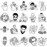 Bundle 20 Gangsta Gangster Afro Black King Man Men 100 Dollar Bill Hustler Hustling Melanin African American Male PNG JPG SVG Cutting Files For Silhouette Cricut and More!