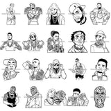 Bundle 20 Gangsta Gangster Afro Black King Man Men 100 Dollar Bill Hustler Hustling Melanin African American Male PNG JPG SVG Cutting Files For Silhouette Cricut and More!