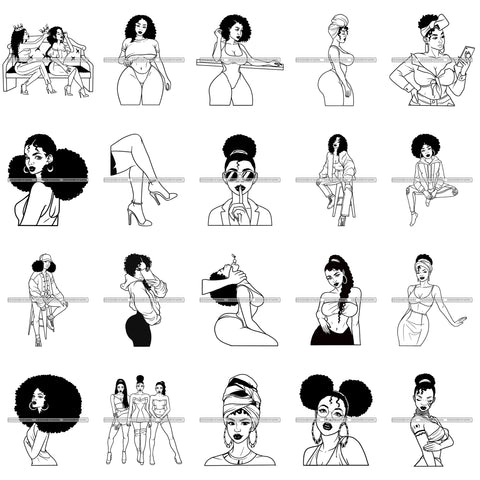 Bundle 20 Queen Crown Melanin Nubian Goddess Friends Sex Love Erotic Designs For T-Shirt and Other Products SVG PNG JPG Cutting Files For Silhouette Cricut and More!