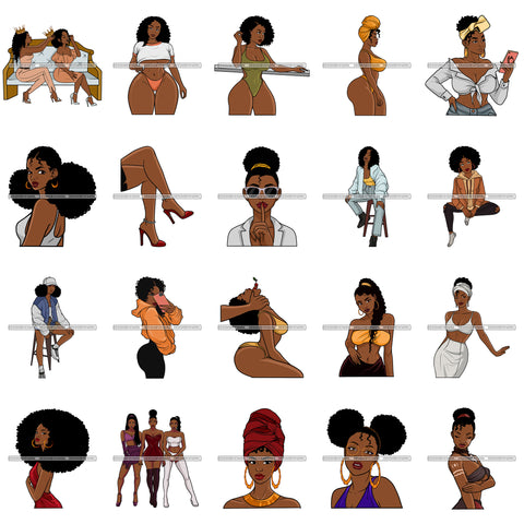 Bundle 20 Woman Empower Woman Crown Melanin Goddess Erotic Sex Curvy Nubian Designs For T-Shirt and Other Products SVG PNG JPG Cutting Files For Silhouette Cricut and More!