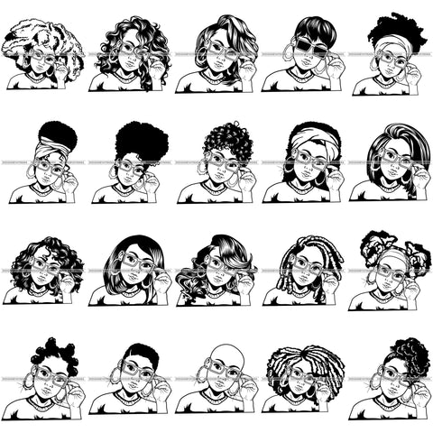 Bundle 20 Afro Lola Queen Boss Lady Black Woman Nubian Melanin Popping  SVG Cutting Files For Silhouette Cricut and More