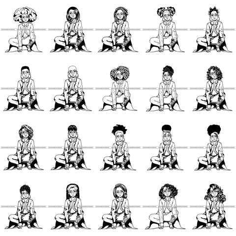 Bundle 20 Afro Gangsta Lola Queen Caring Handgun Boss Lady Black Woman Nubian Melanin Popping  SVG Cutting Files For Silhouette Cricut and More