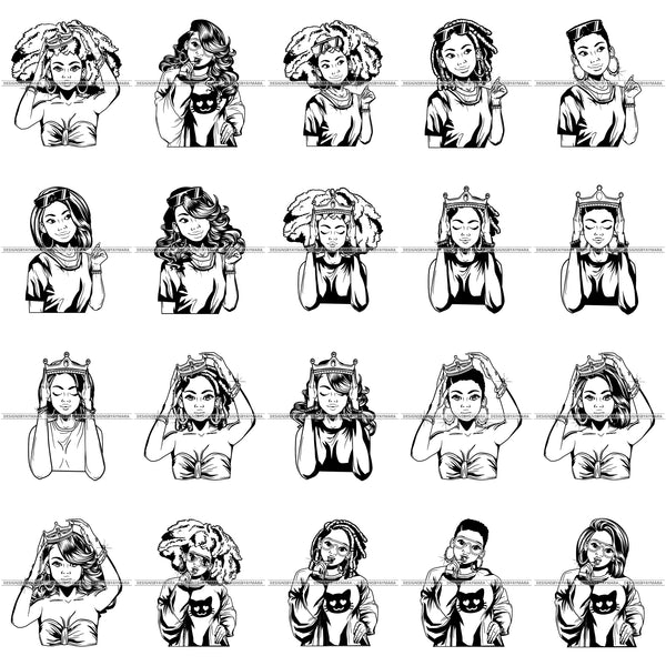Bundle 20 Afro Beautiful Lola Queen Boss Lady Black Woman Nubian Melanin Popping  SVG Cutting Files For Silhouette Cricut and More