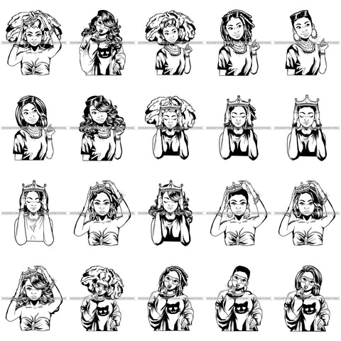 Bundle 20 Afro Beautiful Lola Queen Boss Lady Black Woman Nubian Melanin Popping  SVG Cutting Files For Silhouette Cricut and More