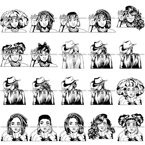 Bundle 20 Afro Classy Lola Queen Boss Lady Black Woman Nubian Melanin Popping  SVG Cutting Files For Silhouette Cricut and More