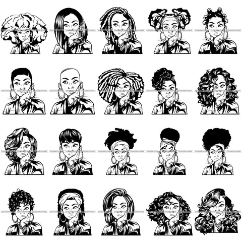 Bundle 20 Afro Beautiful Lola Queen Boss Lady Black Woman Nubian Melanin Popping  SVG Cutting Files For Silhouette Cricut and More