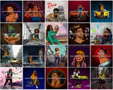 Bundle 20 Afro Goddess Hustle Black Woman Hipster Girl Money Maker Nubian Queen Melanin PNG JPG