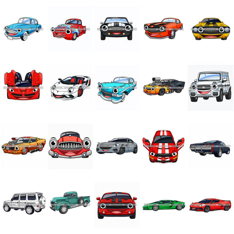 Bundle 20 Vintage Car Old School Automobile Transportation Muscle Car Cartoon Character SUV SVG PNG JPG Cutting Files For Silhouette Cricut Cut Cutting