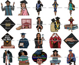 Bundle 20 University Cap Education College Graduation School Ceremony Student Success Achievement SVG Cutting Files