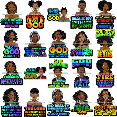 Bundle 20 Afro Lola God Quotes God Is Within Her She Will Not Fall SVG Cutting Files For Silhouette Cricut and More