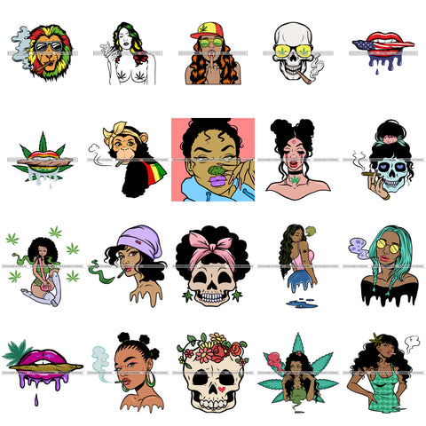 Bundle 20 420 Cannabis Hashish Weed Leaf Grass Marijuana Dispensary Mary Jane Hemp Pot Joint Blunt Stoned High Life SVG Cutting Files