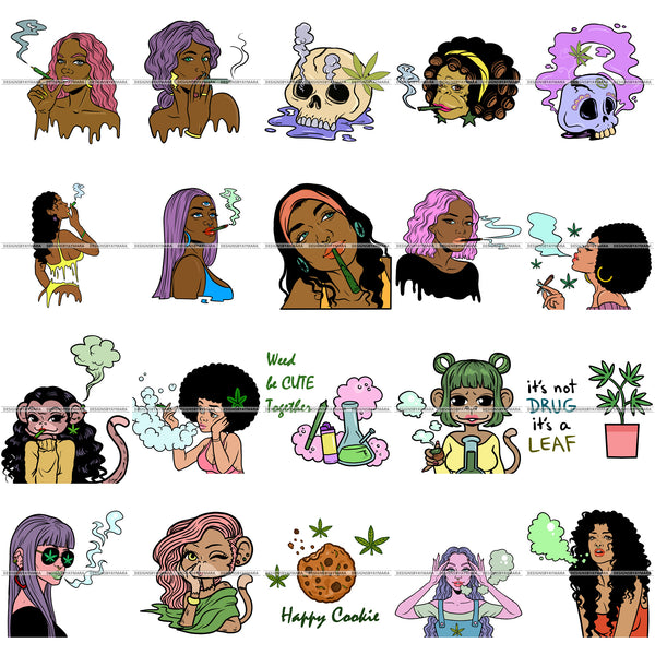 Bundle 20 420 Cannabis Hashish Weed Leaf Grass Marijuana Dispensary Mary Jane Hemp Pot Joint Blunt Stoned High Life SVG Cutting Files