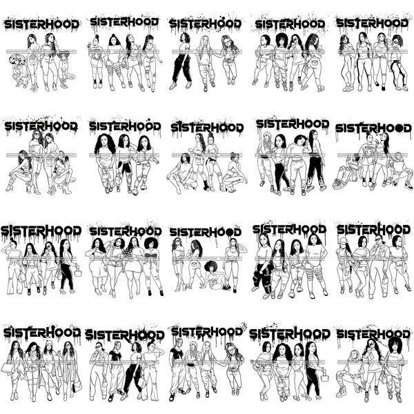 Bundle 20 Sisterhood Dripping Fonts Homies Sisters Black Best Friends Afro Women Melanin Family SVG JPG PNG Vector Clipart Cricut Silhouette Cut Cutting