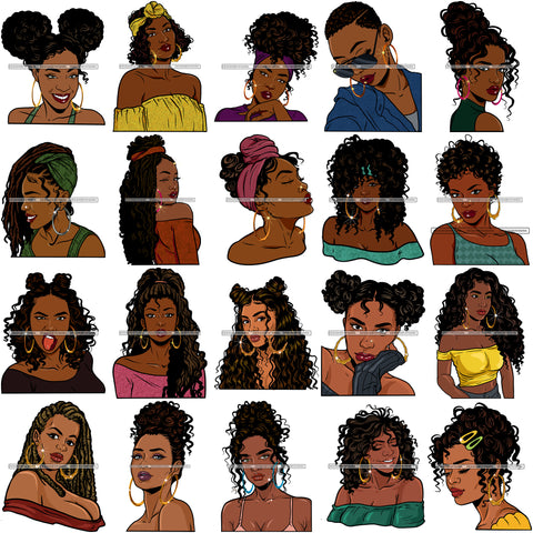 Bundle 20 Afro Girl Bamboo Earrings Hustle Diva Gold Jewelry Hair Accessories Black Woman Goddess SVG Files For Cutting and More!