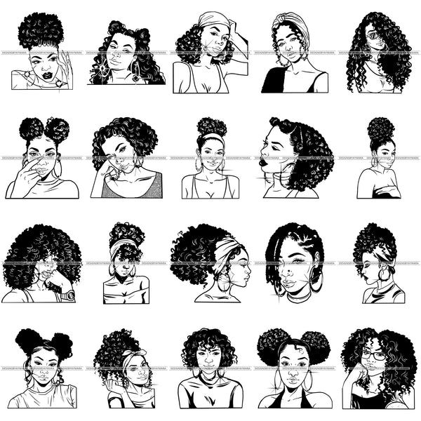 Bundle 20 Queen Boss Lady Bamboo Earrings Urban Street Girl Black Woman Nubian Melanin Popping  SVG Cutting Files For Silhouette Cricut and More